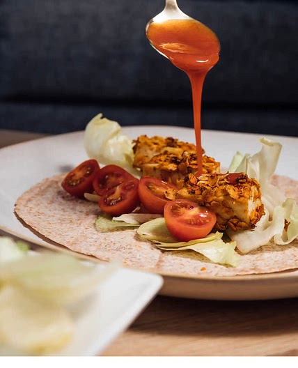Buffalo tofu wrap