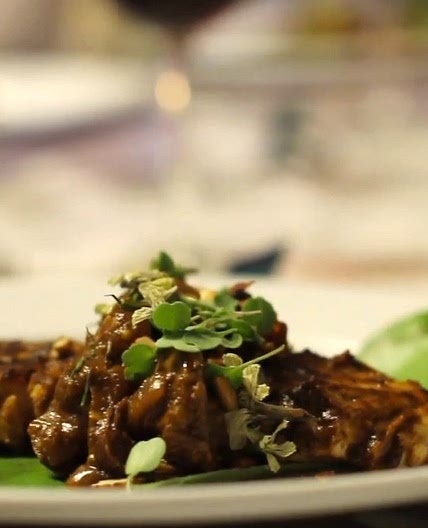 Grilled Fish with Ancho-Tamarind Sauce and Eggplant - Rick Bayless