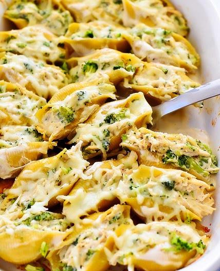 Chicken Broccoli Alfredo Stuffed Shells