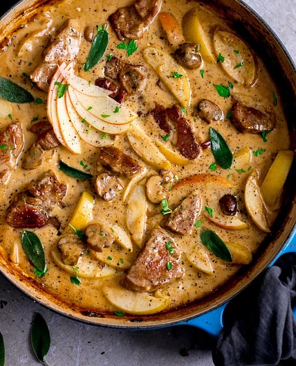 Creamy Pork and Apple Casserole with Cider