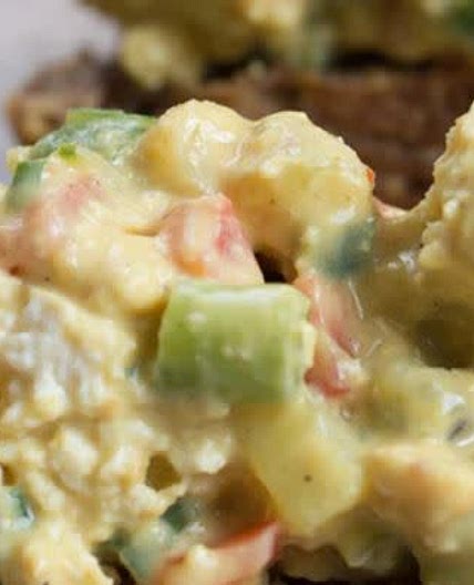 Curried Egg-less Salad with Cashews and Dried Apricots