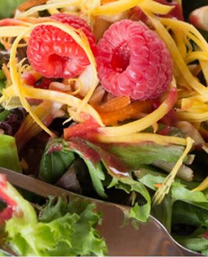Greens and Berries Salad with Raspberry dressing