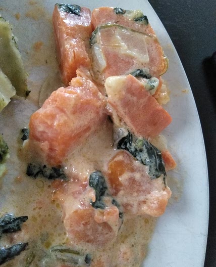 Sweet Potato and spinach pan stew