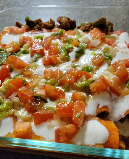 Pork and pepper enchiladas