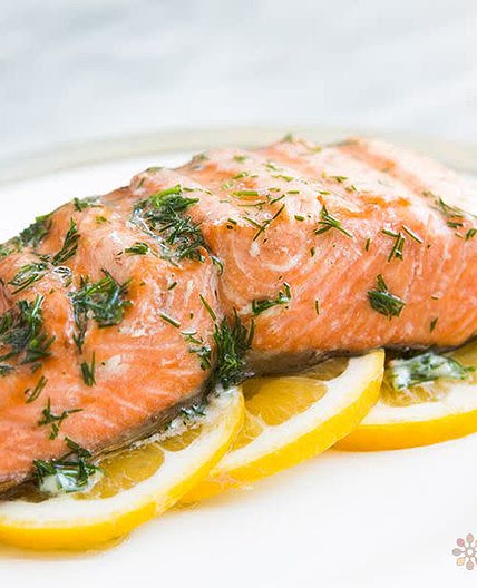 Baked Salmom With Butter Dill Sauce