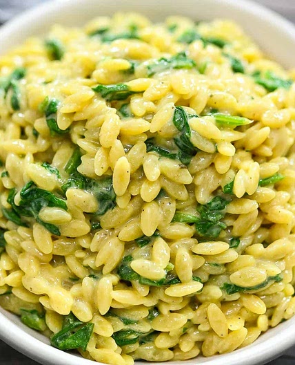 Creamy Vegan Spinach Orzo