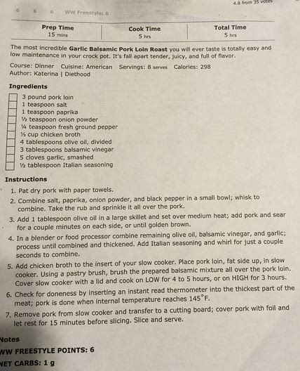 Crockpot Balsamic Pork Loin 