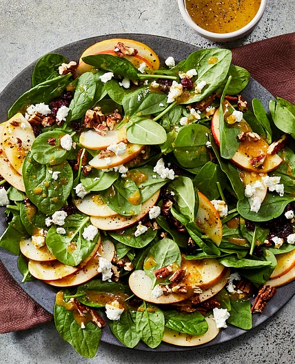Apple-Cranberry Spinach Salad with Goat Cheese