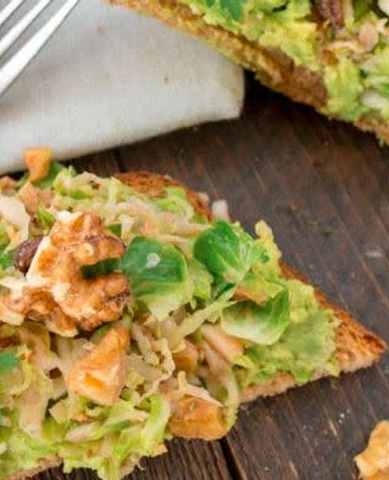 Avocado Toast with Shredded Brussels Sprouts