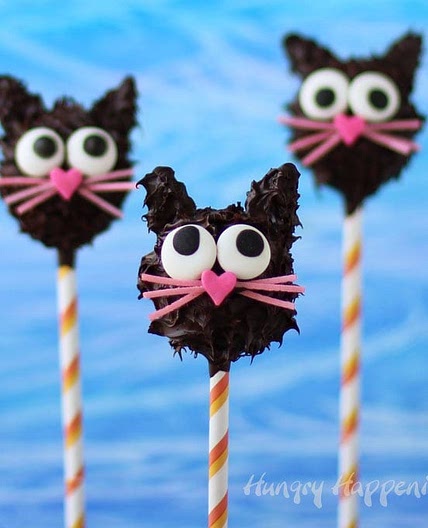 Halloween Treats - Peanut Butter Fudge Filled Black Cat Pops