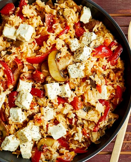 Reispfanne mit Feta