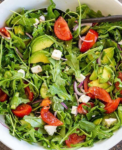 Arugula, Avocado, Tomato and Cucumber Salad