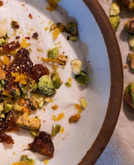 Whipped Greek Yogurt With Cardamom, Date and Pistachios