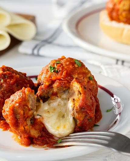 Slow Cooker Mozzarella Stuffed Meatballs