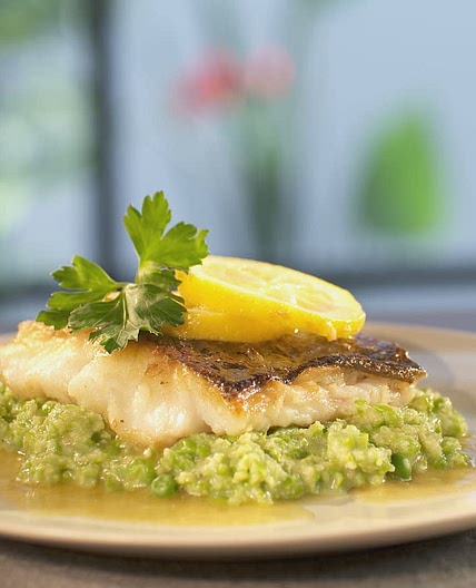 Fisch: Kabeljau Erbsen-Kartoffelpüree