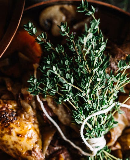 Geflügel: Hähnchen Coq au vin