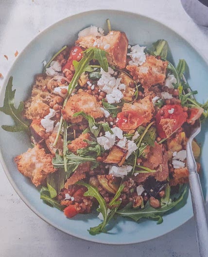 Aubergine, Tomato & Lentil Salad