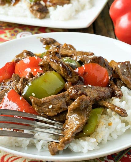 asian steak bites with bell peper