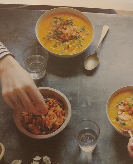 Smoky chowder with maple toasted coconut