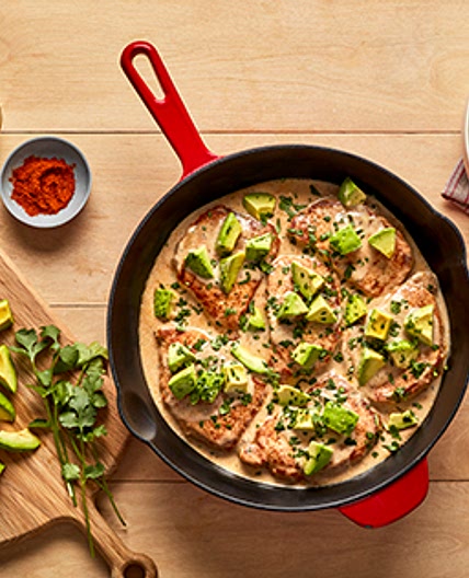 Avocado Ranch Pork Chops and Rice