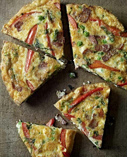 Peas and goat's cheese frittata