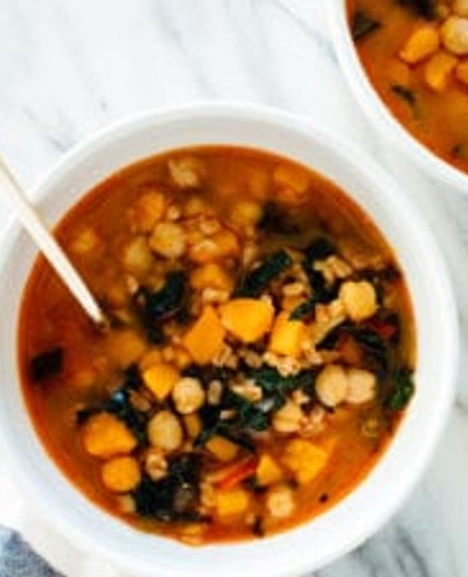 Vegan Sweet Potato, Kale and Chickpea Soup