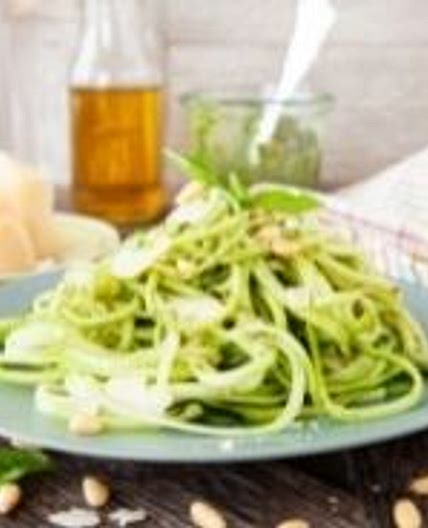 Keto Zucchini Spaghetti with Pesto and Parsley