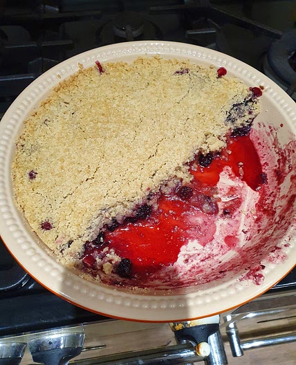 Blackberry and apple crumble