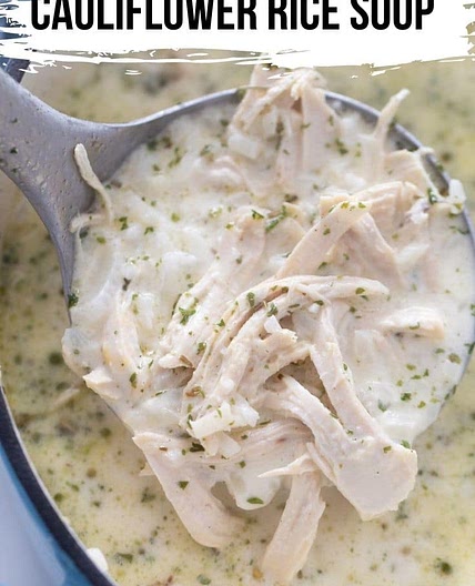 Keto Chicken and Cauliflower Rice Soup