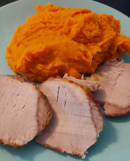 Rôti de porc & purée de patates douces