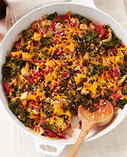 Smoked Turkey, Kale & Rice Bake