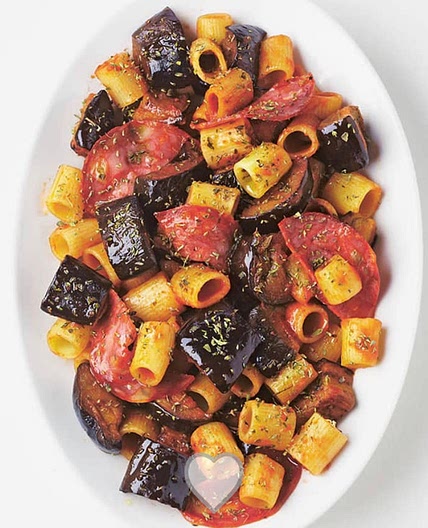 Rigatonis arabiata à l’aubergine