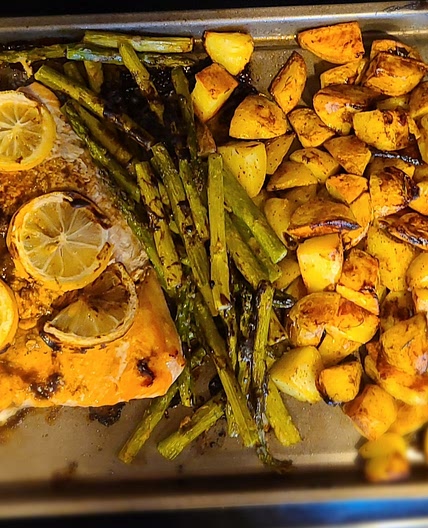 Roasted Rosemary Salmon with Aparagus and Potatoes