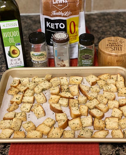 Keto (Almost 0 Net Carb) Savory Croutons