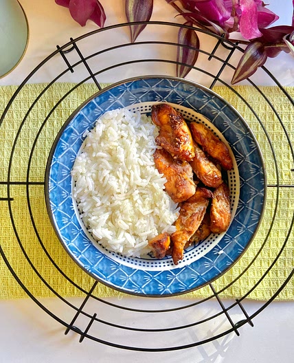 Poulet mariné à la sauce soja 🍗🍚