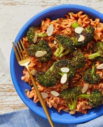Mafalda Pasta & Roasted Broccoli with Creamy Brown Butter-Tomato Sauce