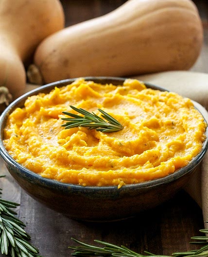 Mashed Butternut Squash with Goat Cheese and Rosemary
