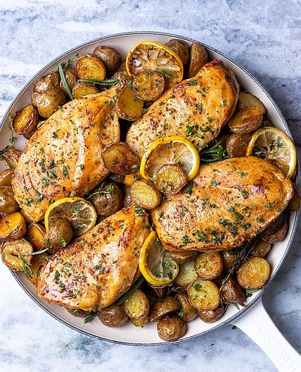 Skillet Lemon-Herb Chicken and Potatoes