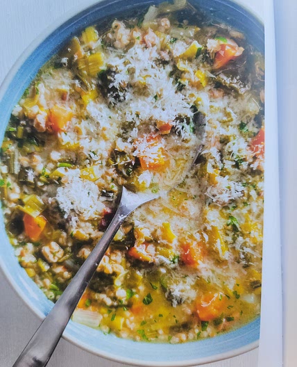 Farro and leek soup