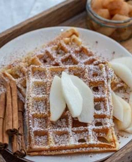 Gaufres et compote de poires