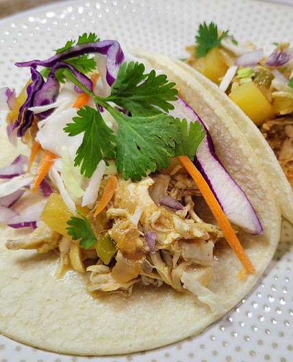 Skinny Instant Pot Hawaiian BBQ Chicken Tacos