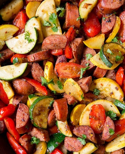 Smoked Sausage and Zucchini Skillet