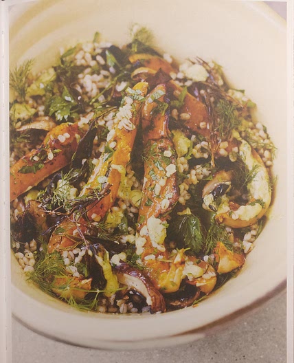 Barley, squash& mushrooms with herb and crème fraîche dressing