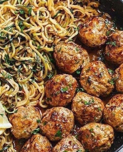 Turkey Meatballs with Lemon Zucchini Noodles