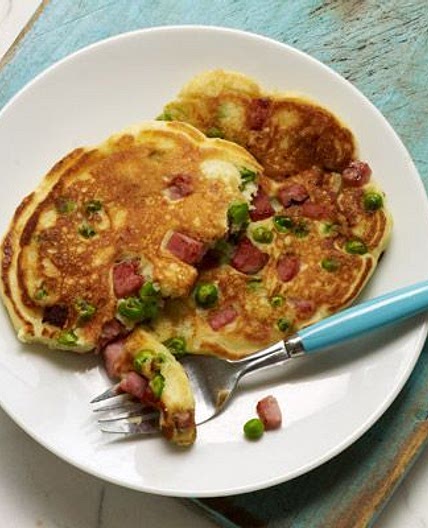 Ham and Pea Pancakes with Chive Butter