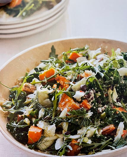 Bean, sweet potato and fennel salad 