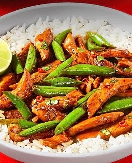 Sweet & Spicy Chicken Stir-fry with Lime, Green Beans & Jasmine 