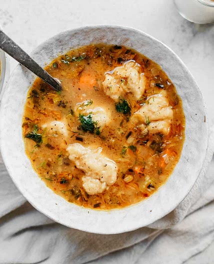 Vegetable Soup with Vegan Dumplings