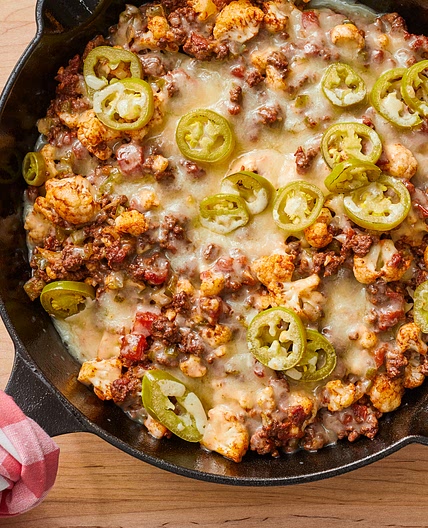 Cheesy Ground Beef & Cauliflower Casserole