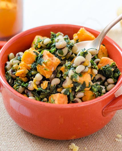 Black-Eyed Peas with Sweet Potatoes and Greens